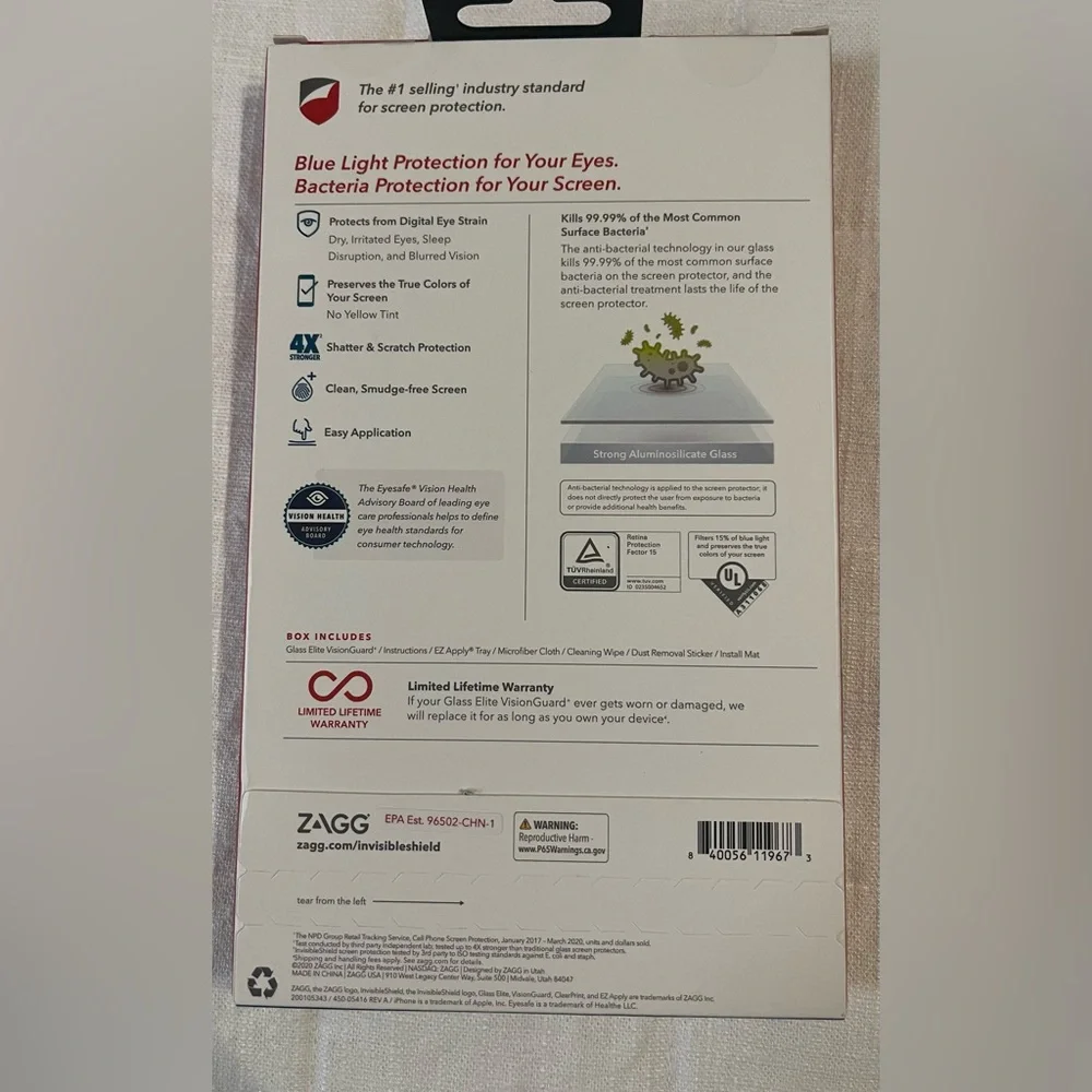 ZAGG InvisibleShield Glass Elite VisionGuard-iPhone 8 Plus/7 Plus/6s Plus/6 Plus